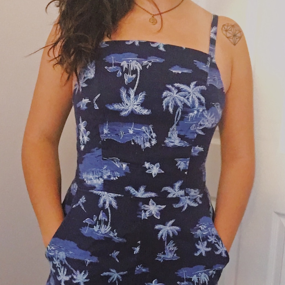 OLD NAVY blue tropical jumpsuit